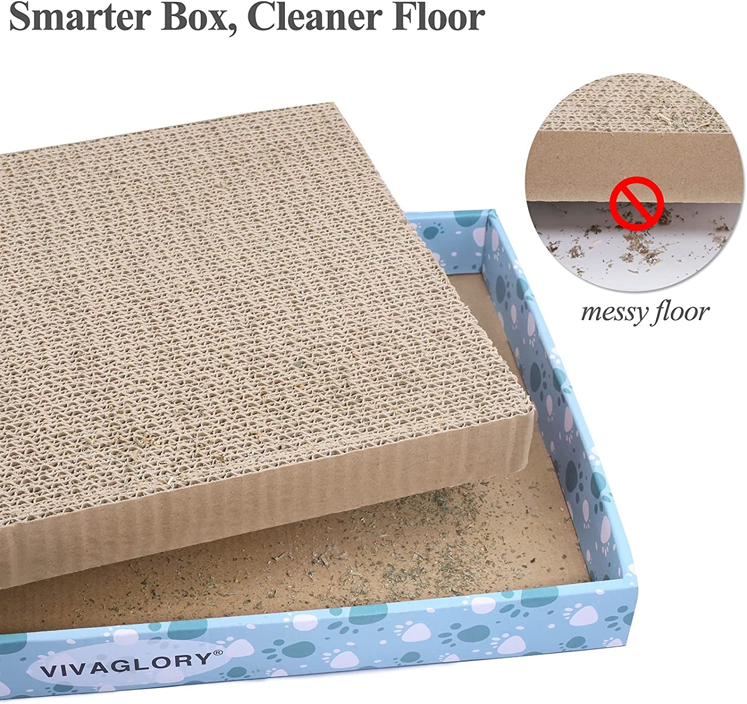 VIVAGLORY Cat Scratcher Padpal Cat Scratching Board, Cardboard Scratcher with Catnip for Indoor, Flat Scratch Board Scratch Pad Cardboard for Kitten, Extra Wide, 3Pack
