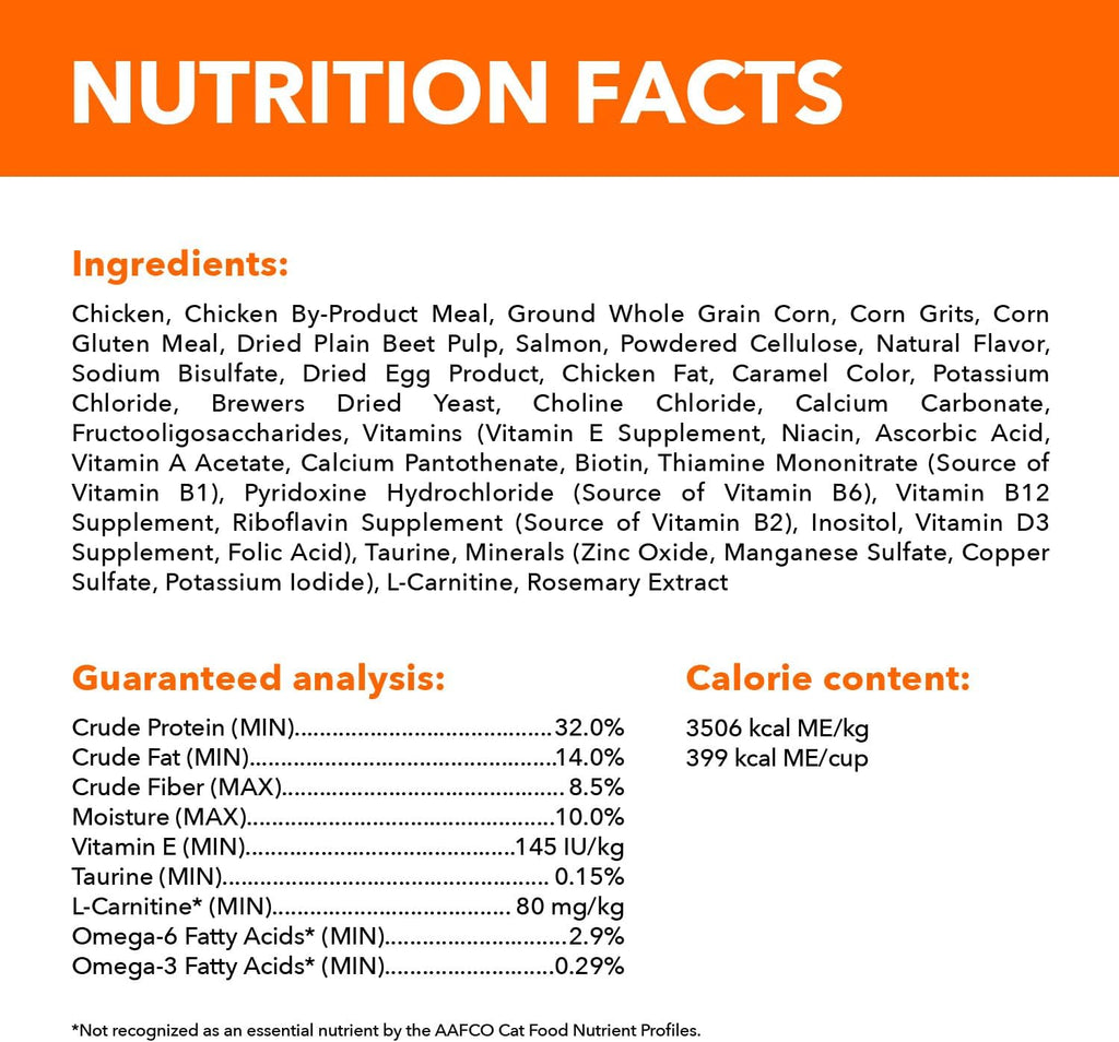 IAMS Proactive Health Adult Hairball Care Dry Cat Food with Chicken and Salmon, 3.5 Lb. Bag