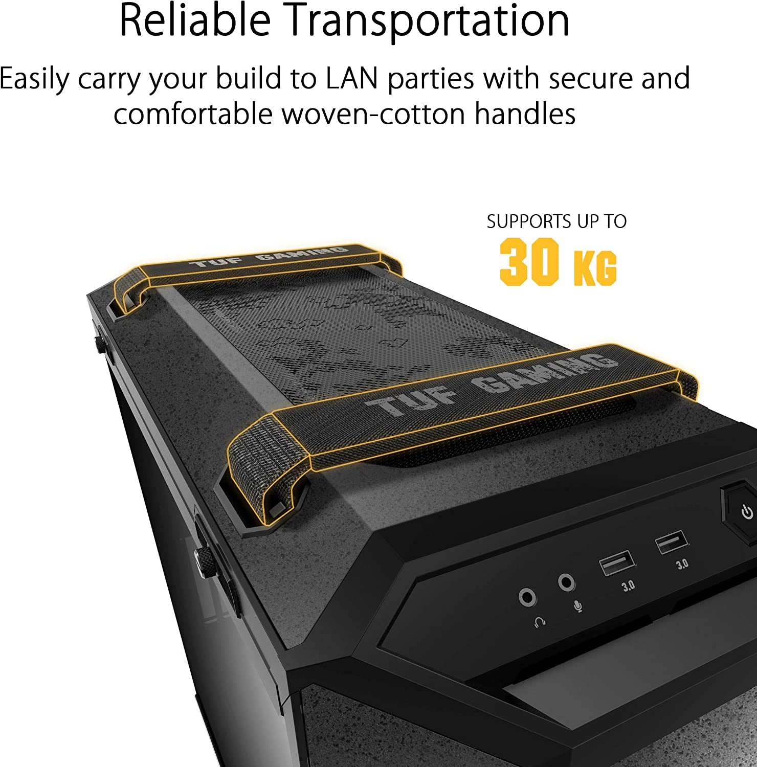 ASUS TUF Gaming GT501 Mid-Tower Case - EATX Compatible, USB 3.0, Smoked Tempered Glass & Robust Steel with Four Cooling Fans