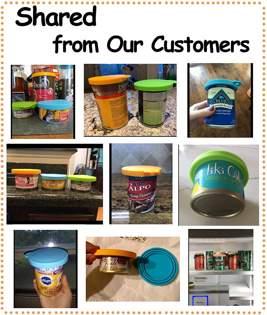 Comtim Pet Food Can Cover Silicone Can Lids for Dog and Cat Food(Universal Size,One Fit 3 Standard Size Food Cans),Blue and Green