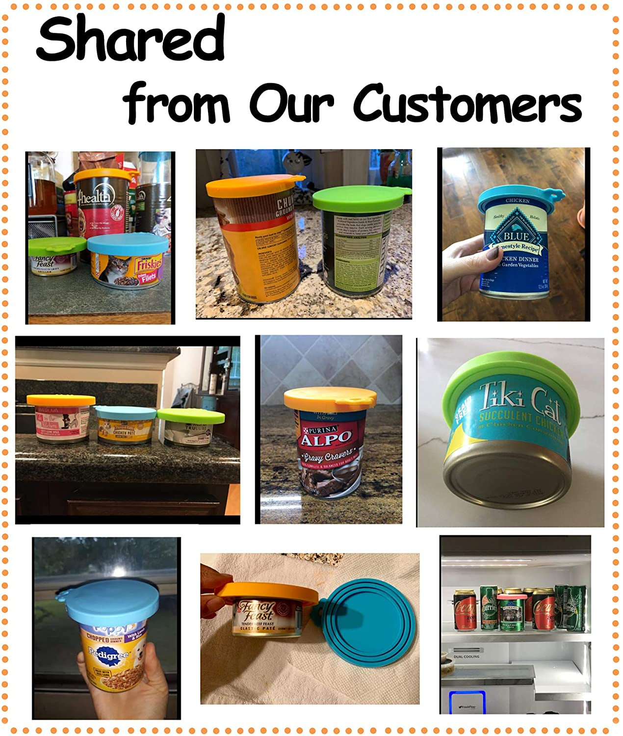 Comtim Pet Food Can Cover Silicone Can Lids for Dog and Cat Food(Universal Size,One Fit 3 Standard Size Food Cans),Blue and Green