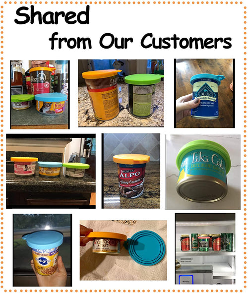 Comtim Pet Food Can Cover Silicone Can Lids for Dog and Cat Food(Universal Size,One Fit 3 Standard Size Food Cans),Blue and Green