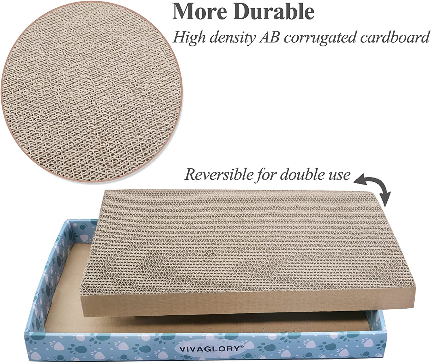 VIVAGLORY Cat Scratcher Padpal Cat Scratching Board, Cardboard Scratcher with Catnip for Indoor, Flat Scratch Board Scratch Pad Cardboard for Kitten, Extra Wide, 3Pack