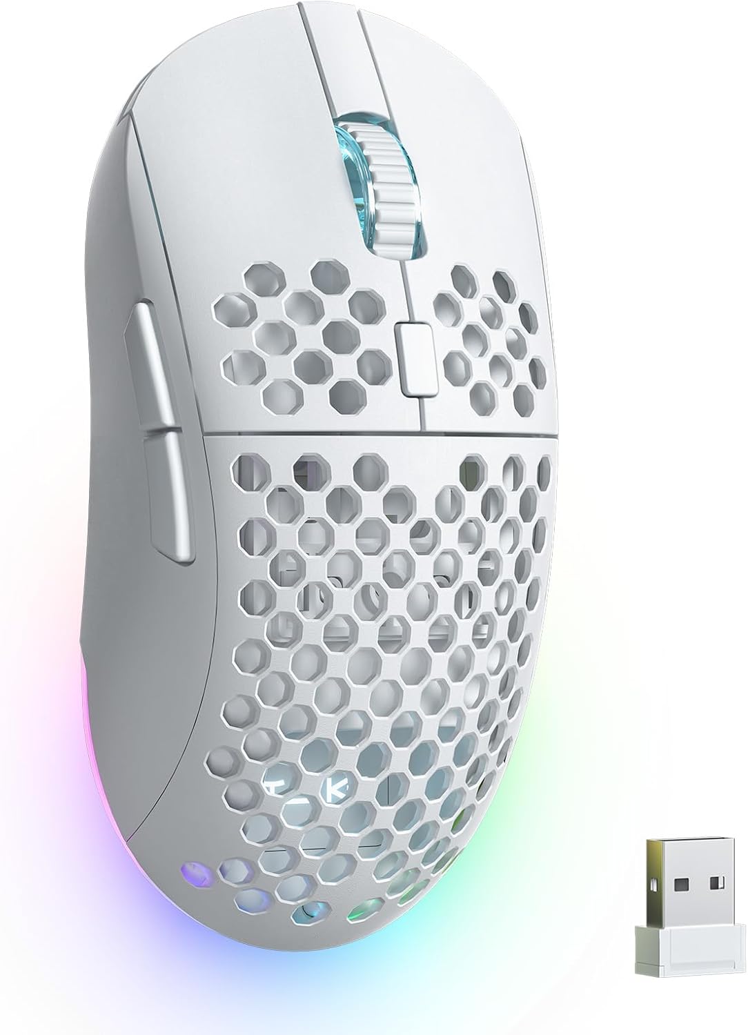 TMKB Falcon M1SE Ultralight Honeycomb Gaming Mouse, High-Precision 12800DPI Optical Sensor, 6 Programmable Buttons, Customizable RGB, Drag-Free Paracord, Ergonomic Wired Gaming Mouse - Matte Black