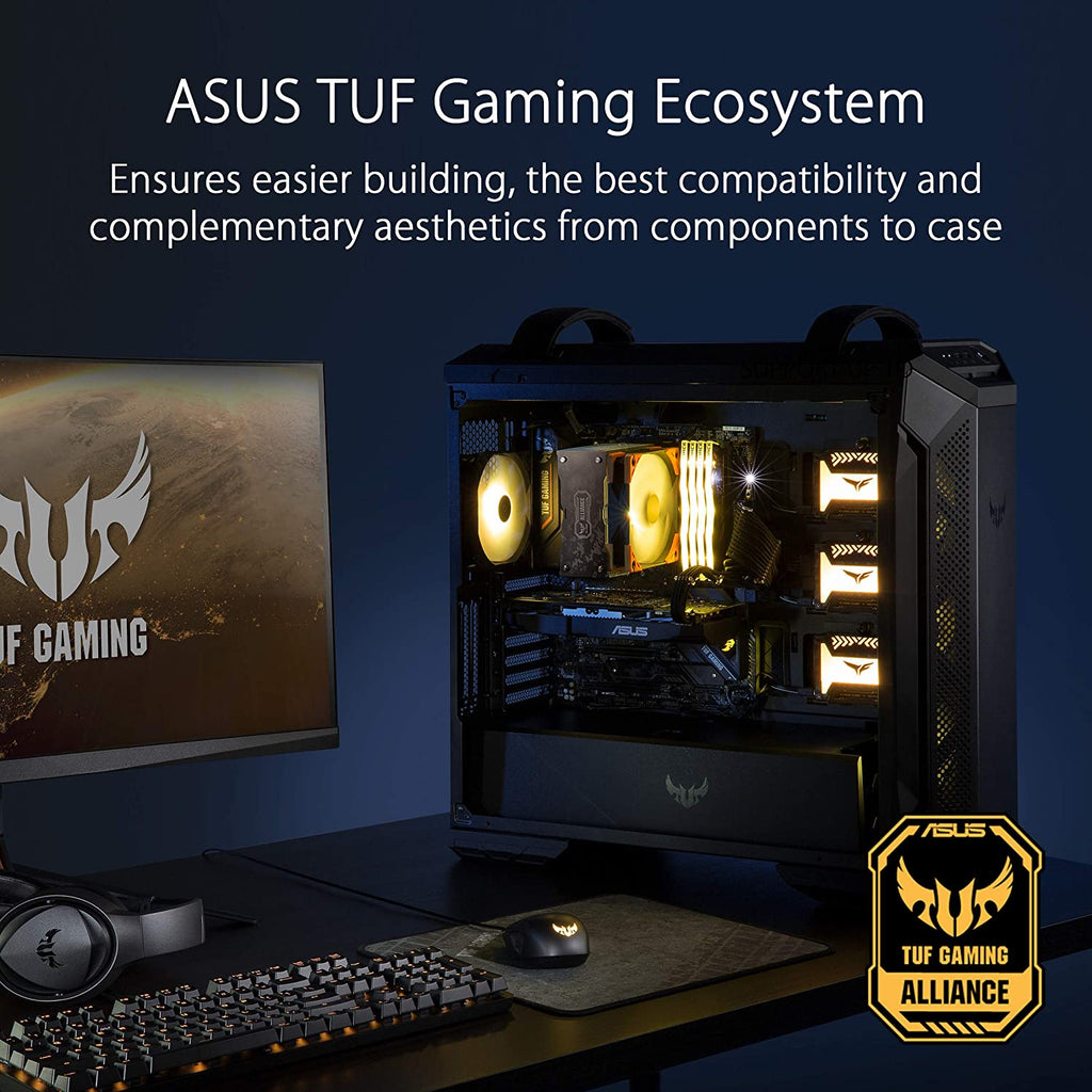 ASUS TUF Gaming GT501 Mid-Tower Case - EATX Compatible, USB 3.0, Smoked Tempered Glass & Robust Steel with Four Cooling Fans
