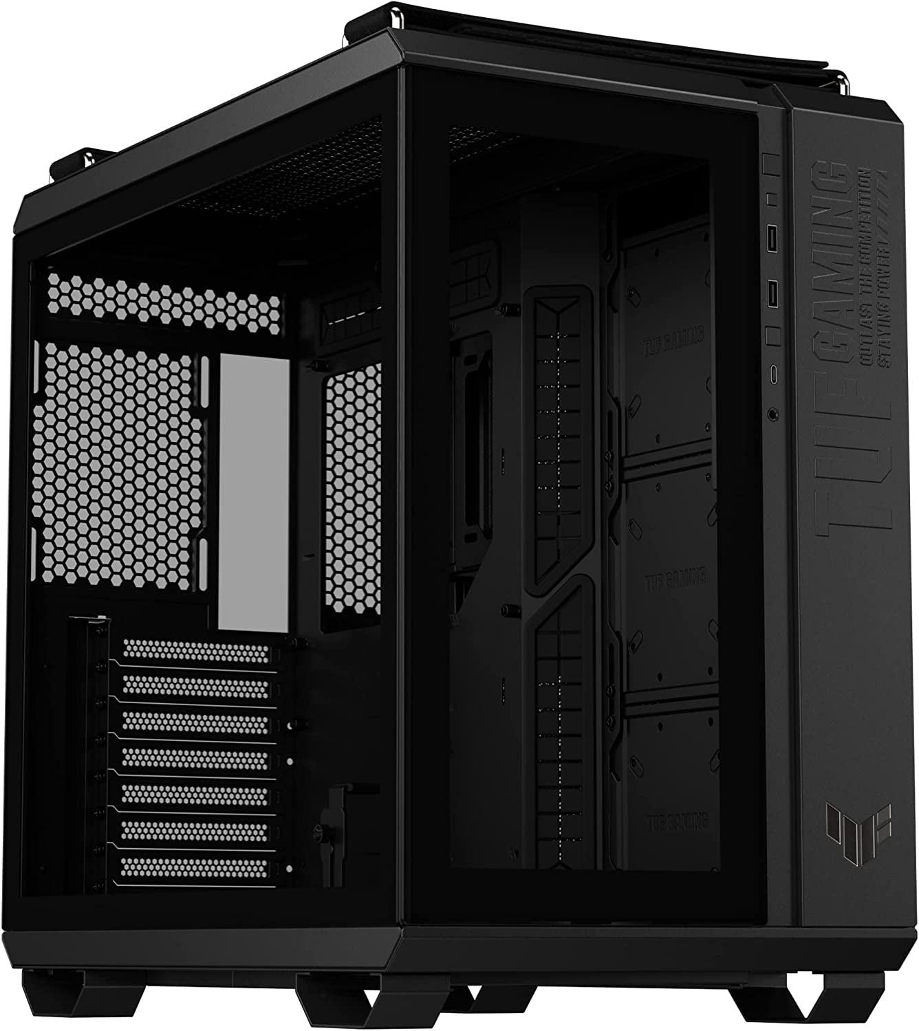 ASUS TUF Gaming GT501 Mid-Tower Case - EATX Compatible, USB 3.0, Smoked Tempered Glass & Robust Steel with Four Cooling Fans