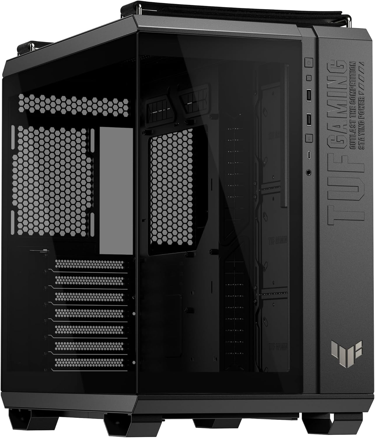 ASUS TUF Gaming GT501 Mid-Tower Case - EATX Compatible, USB 3.0, Smoked Tempered Glass & Robust Steel with Four Cooling Fans